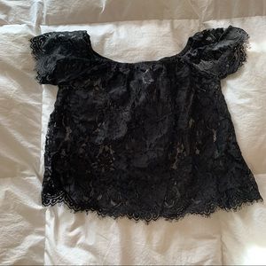 Black Lace Crop Tee